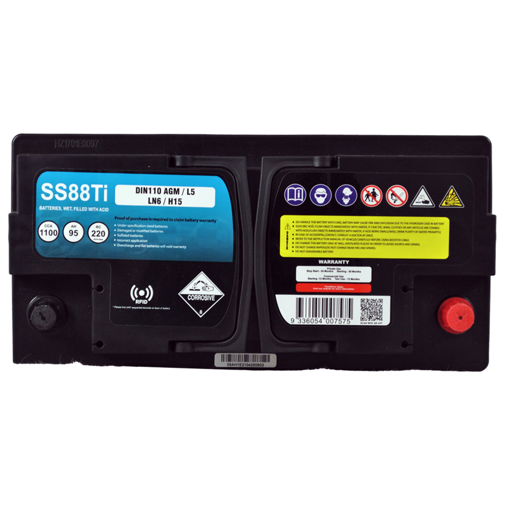 AGM BATTERY STOP START VRLA (AGM) 12V 1100CCA 95AH BY SSB HIGH PERFORMANCE - SS88TI