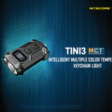NITECORE 600 LUMEN USB-C RECHARGEABLE KEYCHAIN TORCH GREY - TINI3-G