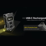 NITECORE 600 LUMEN USB-C RECHARGEABLE KEYCHAIN TORCH GREY - TINI3-G