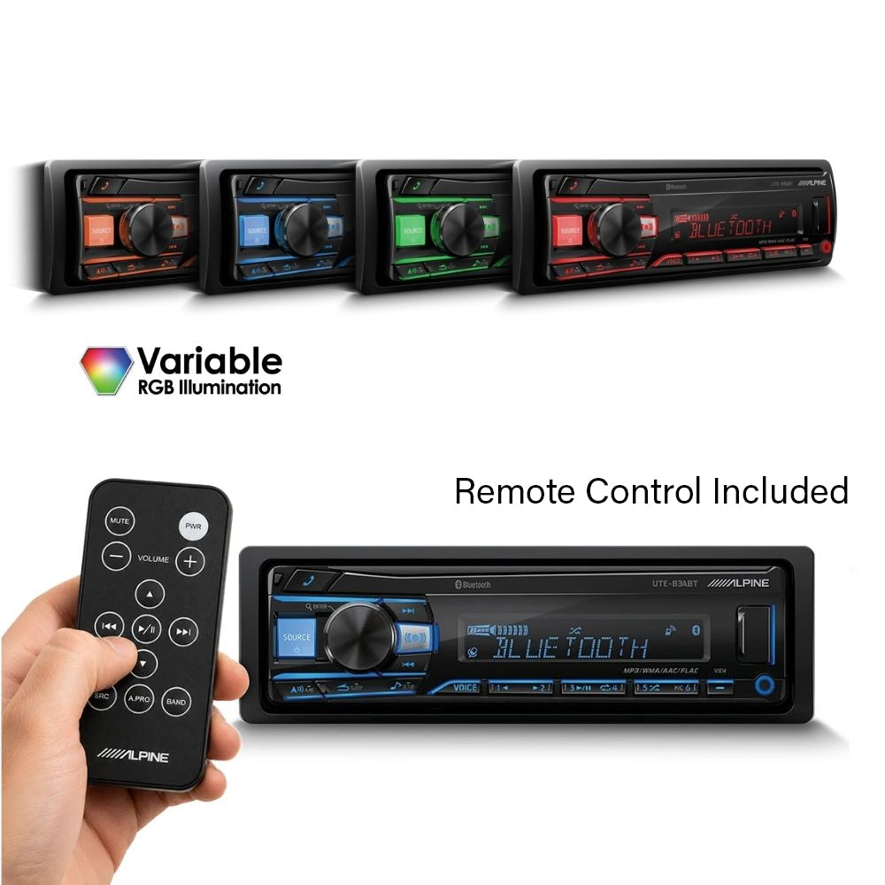 ALPINE HEAD UNIT SINGLE DIN BLUETOOTH 4V PRE-OUT MAX POWER 50 X 4 (18 X 4 RMS) - UTE-83EBT