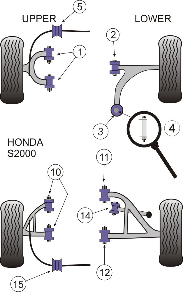 Honda S2000 (1999-2009) Stainless Steel Caster Adjustment Kit