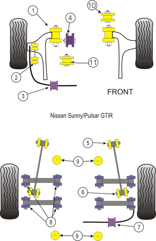 Nissan Sunny/Pulsar GTi-R (1990-1994) Rear Trailing Arm to Subframe Bush