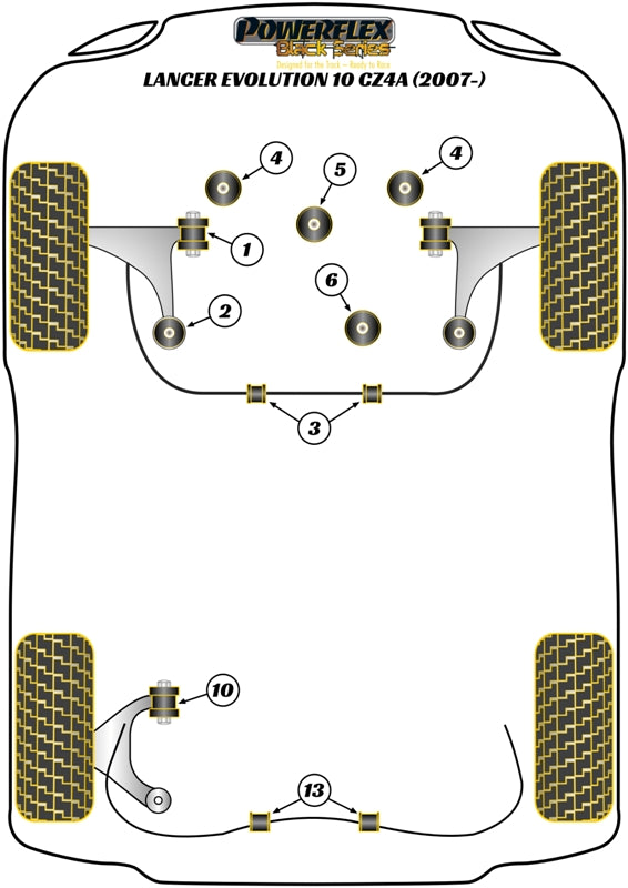 Mitsubishi Lancer Evolution X CZ4A  Front Anti Roll Bar To Chassis Bush 25mm