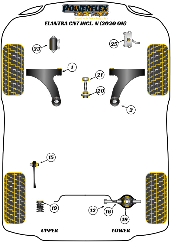 Hyundai Elantra Rear Upper and Lower Spring Isolator Pads