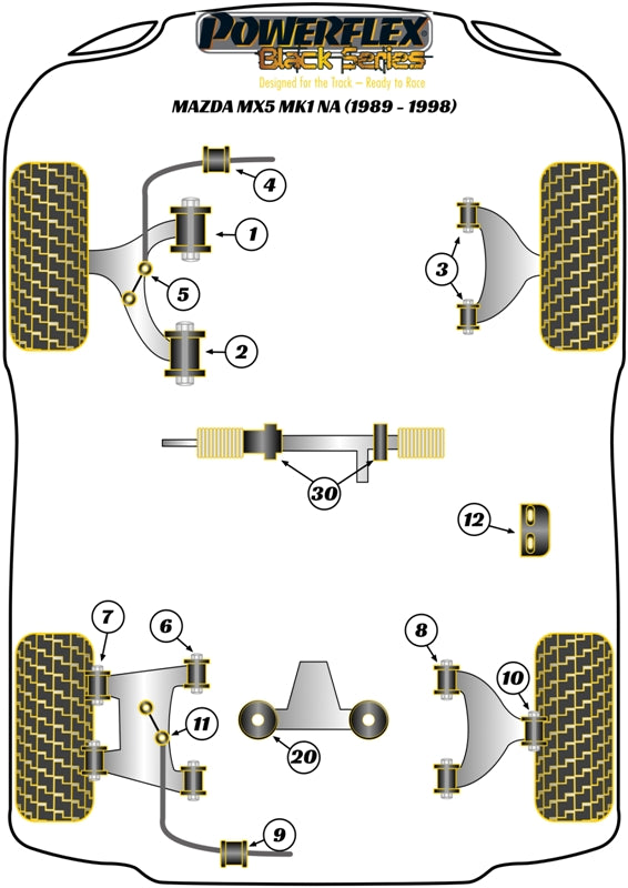 Mazda MX-5, Miata, Eunos Steering Rack Mounting Bush Kit