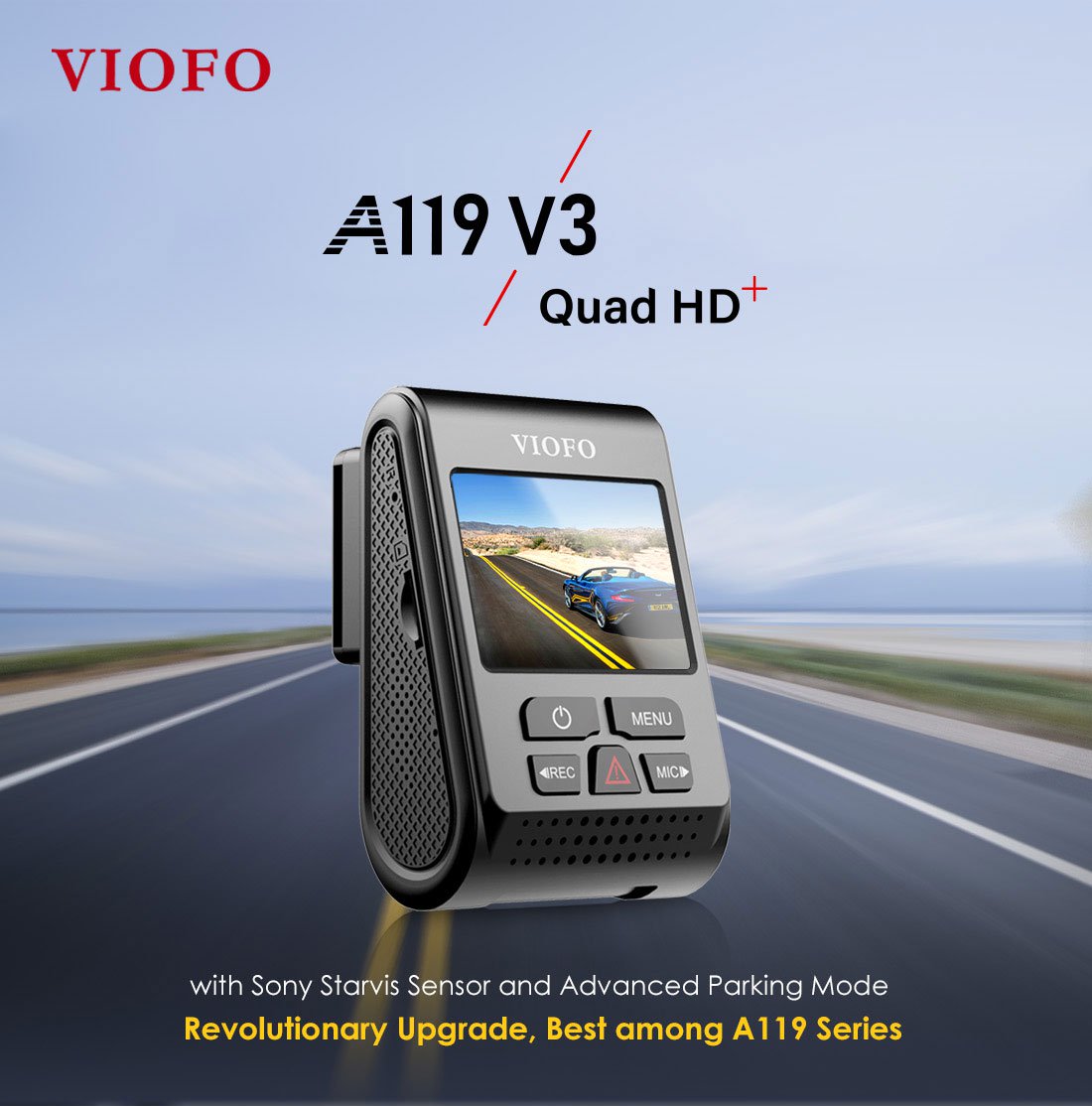 VIOFO DASHCAM 2K A119 V3 FRONT DVR WITH GPS DVR - A119V3-G