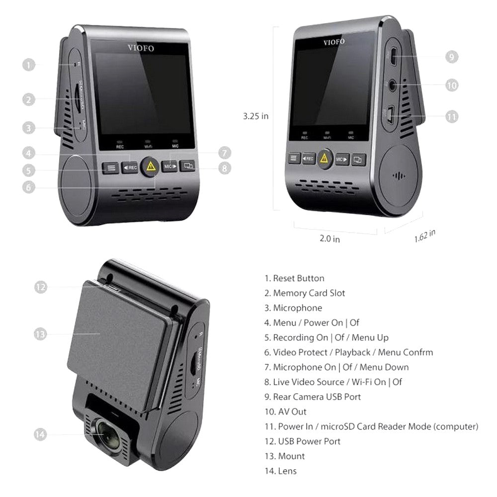 VIOFO DASHCAM 1080P A129 DUO DUAL CHANNEL F/R WIFI + GPS - A129DUO-G