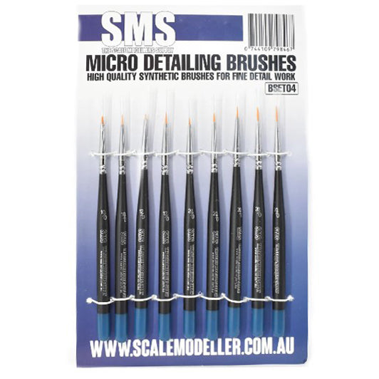 SCALE MODELLERS SUPPLY SYNTHETIC MICRO DETAILING BRUSH SET 9PC - BSET04