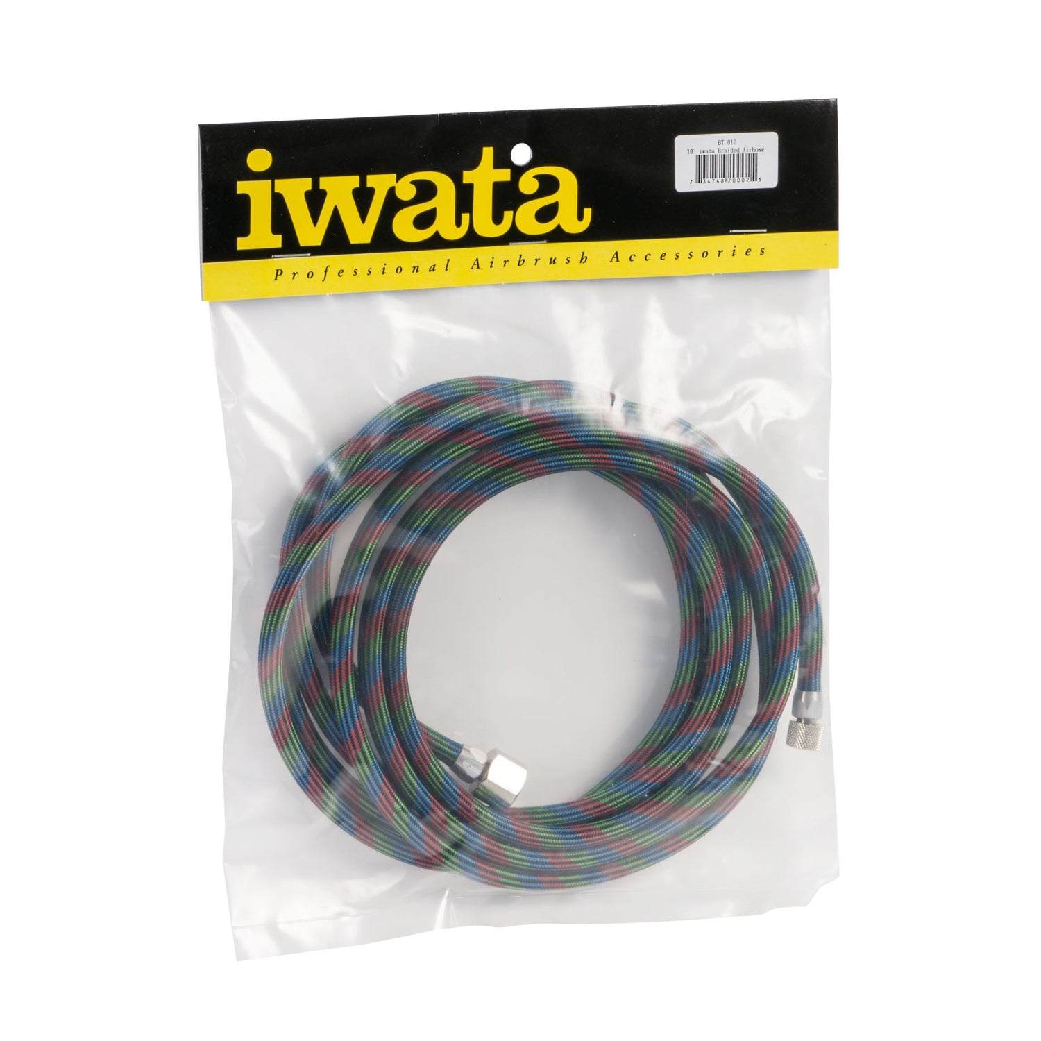 IWATA AIRBRUSH HOSE BRAIDED 3M 1/4" X 1/8" CONNECTIONS - BT010