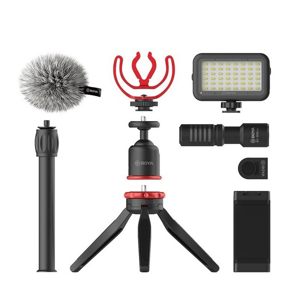 BOYA VLOGGING KIT 2 INCL. MINI TRIPOD BY-MM1 + MIC LED LIGHT - BY-VG350