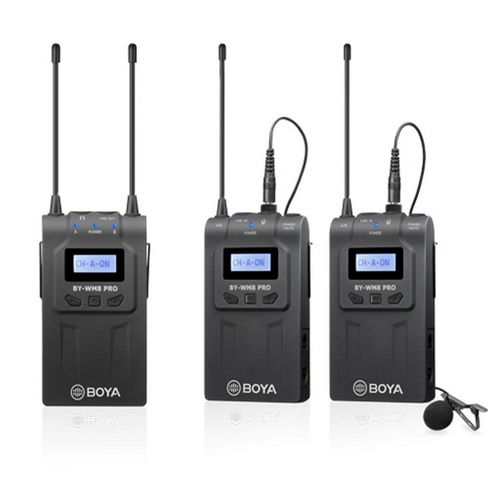 BOYA UPGRADED UHF DUAL CHANNEL WIRELESS MIC SYSTEM - BY-WM8PRO-K2