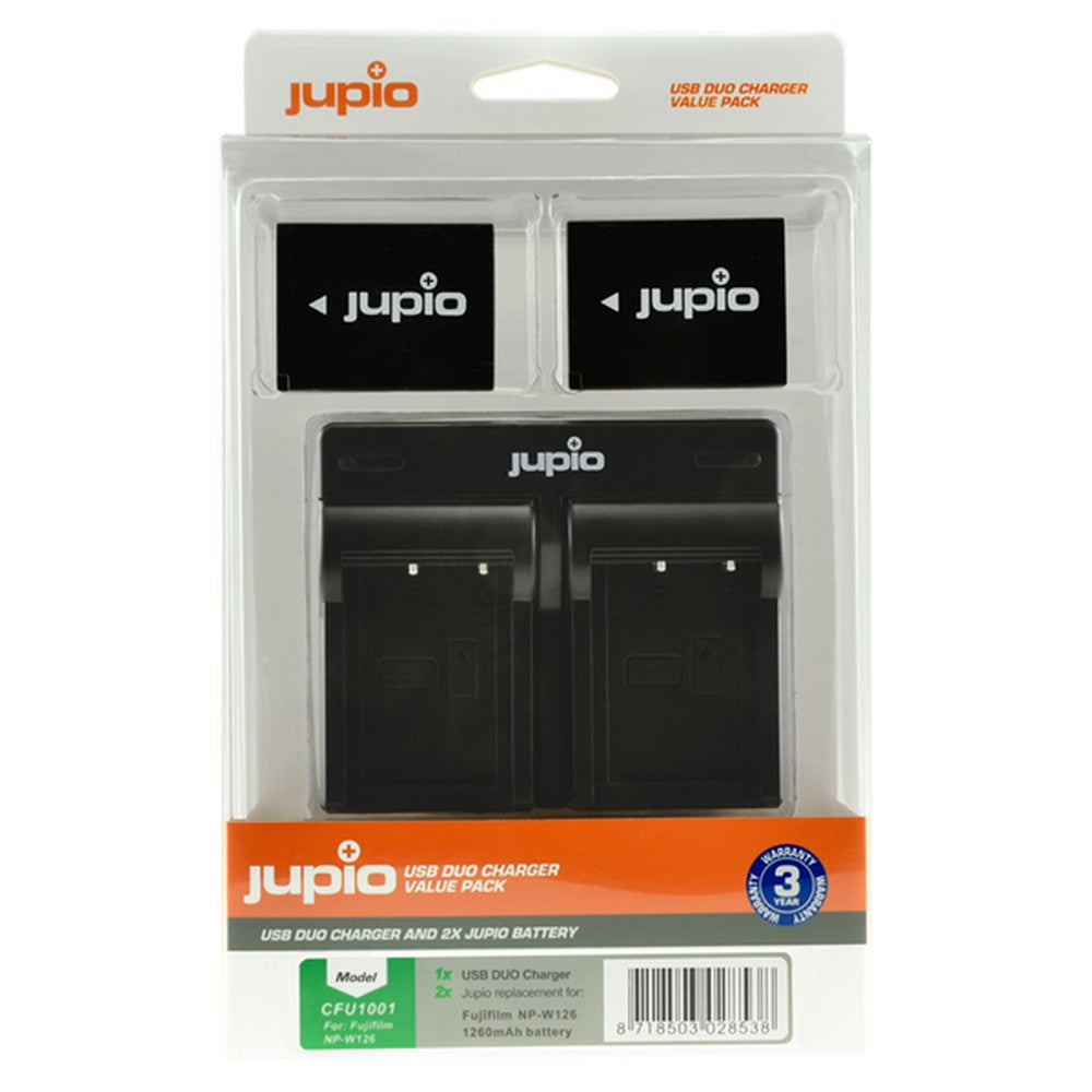 JUPIO BATTERY CHARGER KIT 2X NP-W126S 1260MAH FOR FUJI DIGITAL CAMERAS - CFU1001