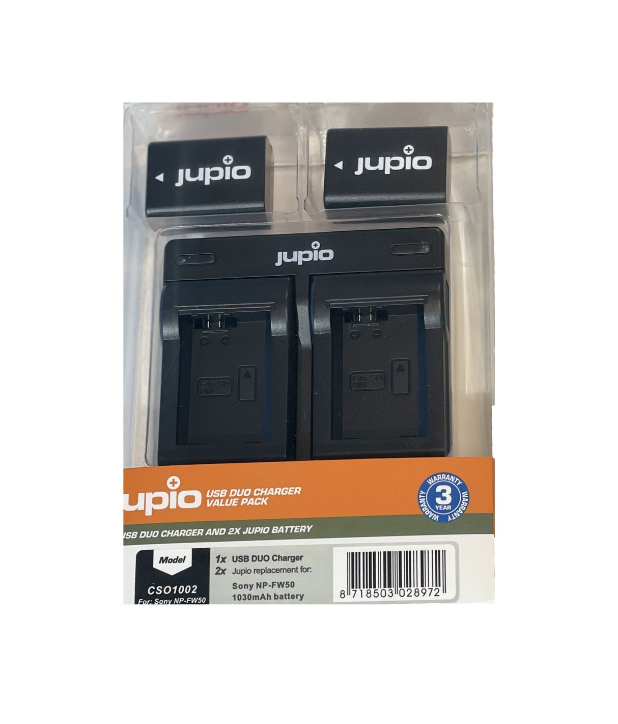 JUPIO BATTERY CHARGER KIT DUAL 2X NP-FW50 1080MAH FOR SONY DIGITAL CAM - CSO1002