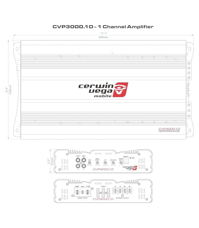 CERWIN VEGA AMPLIFIER CVP SERIES 1CH MONO 3000W - CVP3000.1D