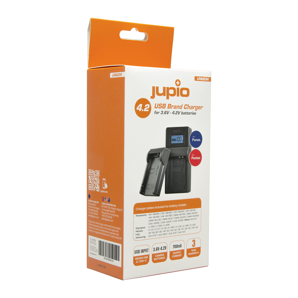 JUPIO PANASONIC BRAND 3.7V - 4.2V USB CHARGER - LPA0034