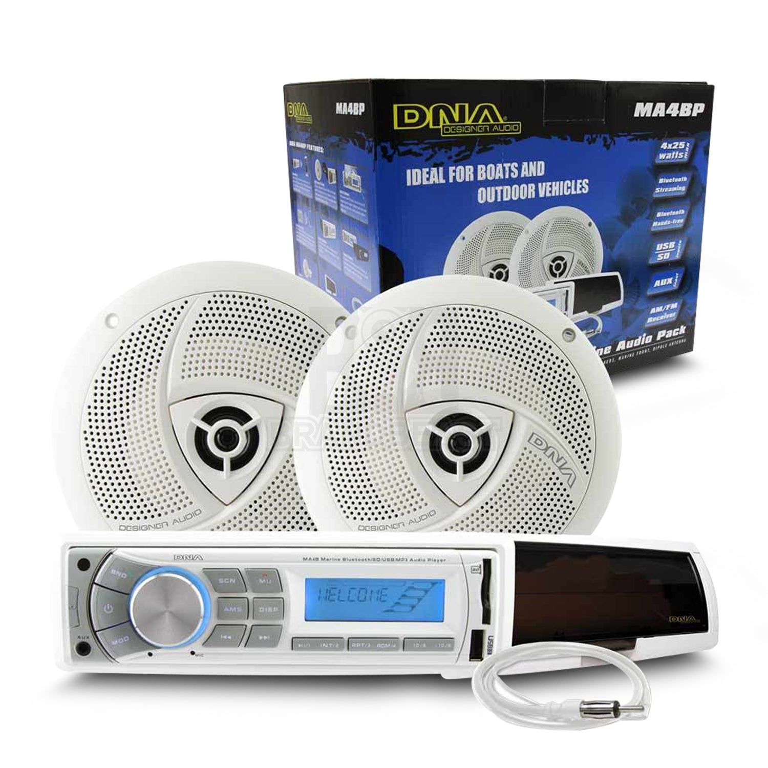 DNA ULTIMATE MARINE PACK - HEAD UNIT SPEAKERS & AERIAL WHITE - MA4BP