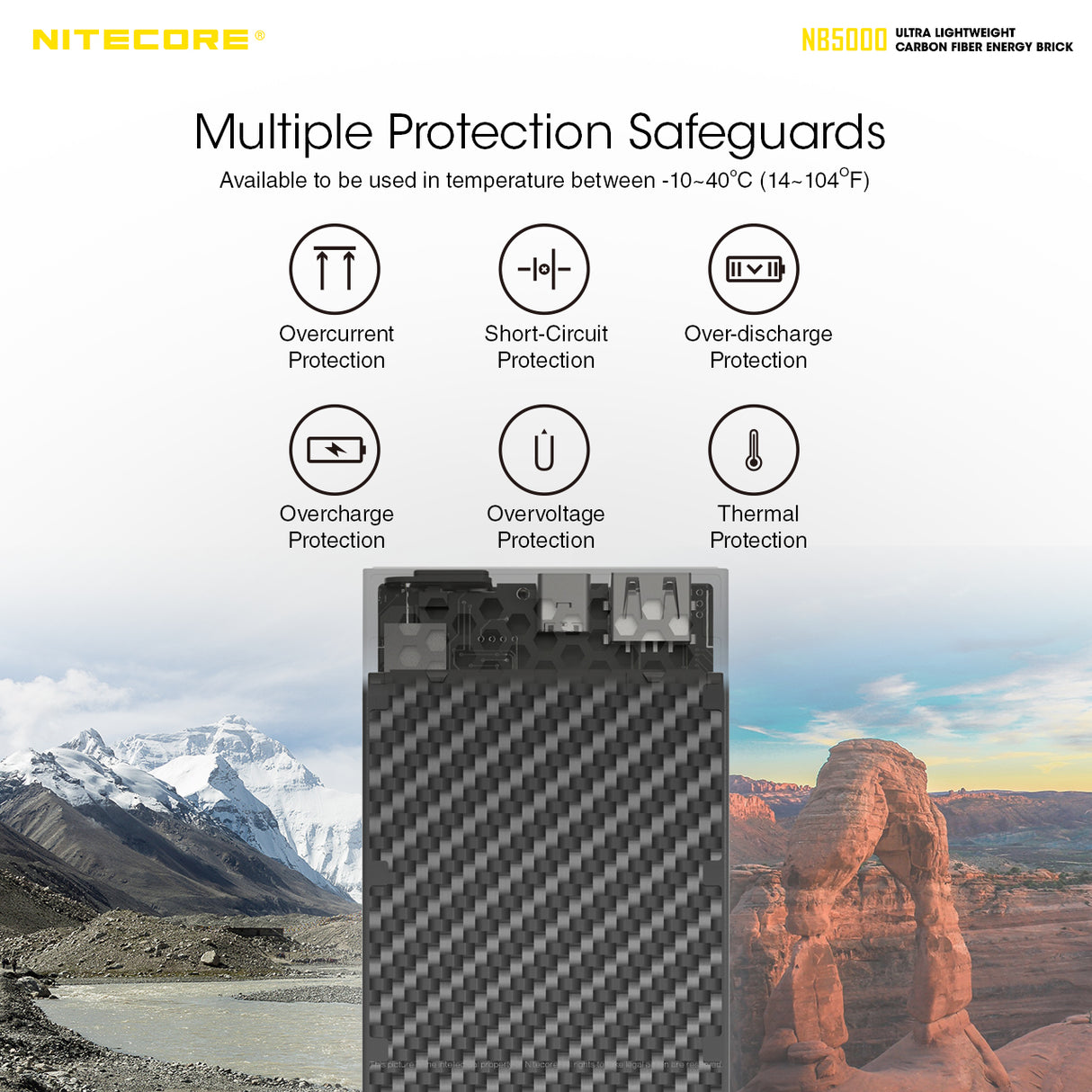 NITECORE 5000mAh POWER BANK WITH QC USB/USB-C DUAL PORTS - NB5000