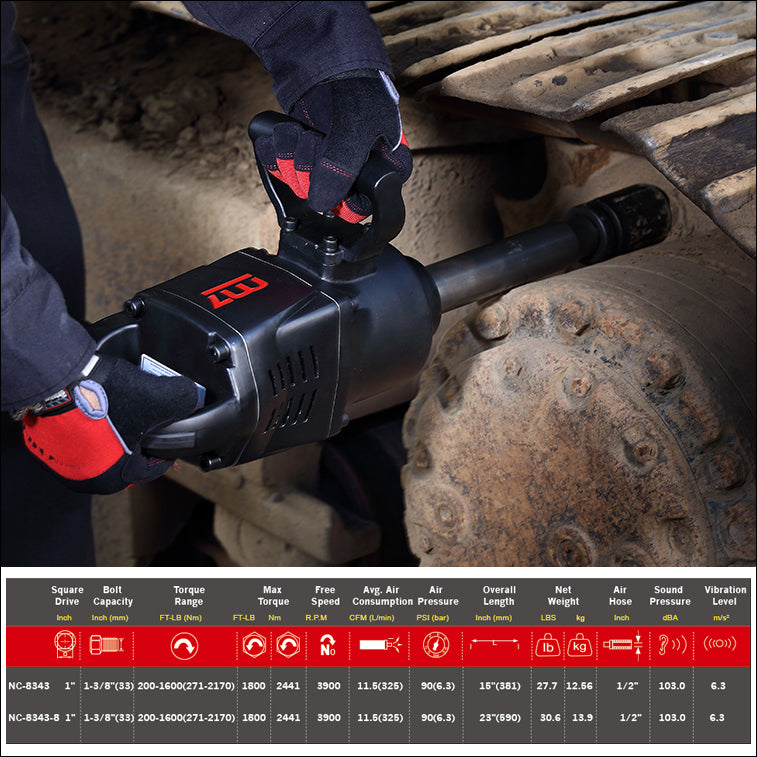 M7 AIR IMPACT WRENCH 1" DRIVE PIN LESS 8" ANVIL 1800FT - NC-8343-8