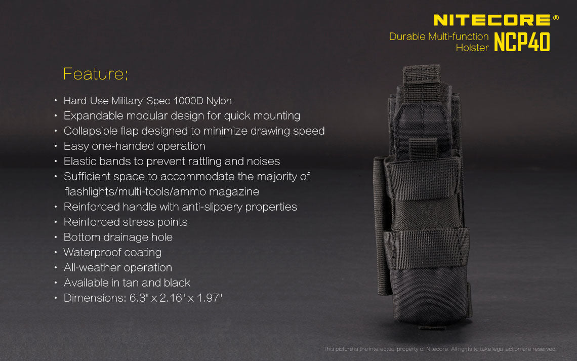 NITECORE HOLSTER FOR TACTICAL FLASHLIGHT MH27 / MH27UV - NCP40