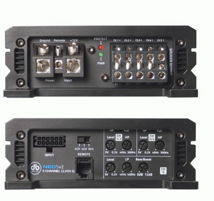 DB DRIVE AMP NEOv2 5CH - 4 X 125W RMS @ 4 OHMS & 1 X 500W RMS @ 2 OHM O - NEO5V2
