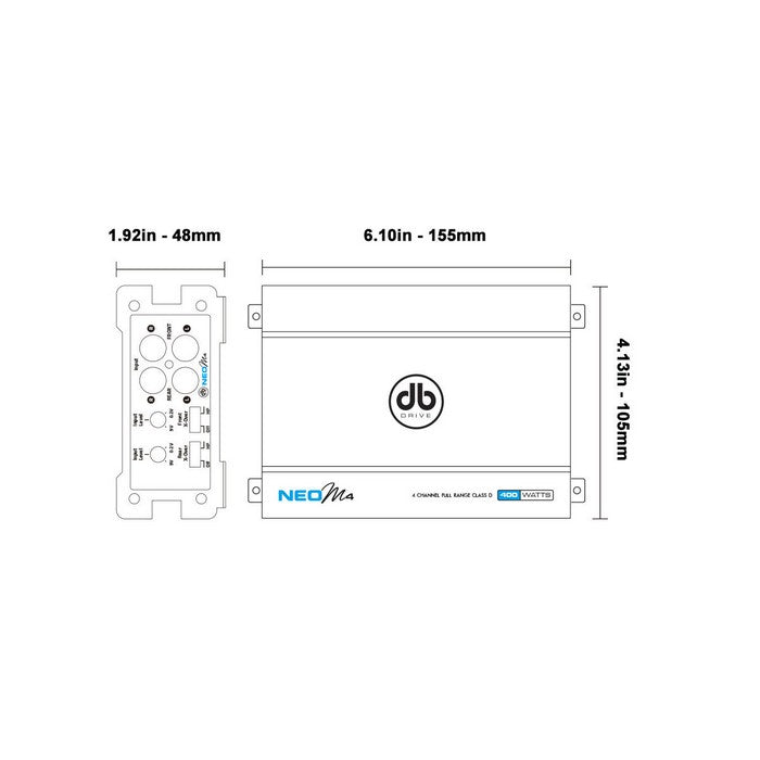 DB DRIVE AMP NEO MINI 4 CH - 4 X 50 RMS @ 4 OHM / 4 X 100W RMS @ 2 OHM - NEOM4