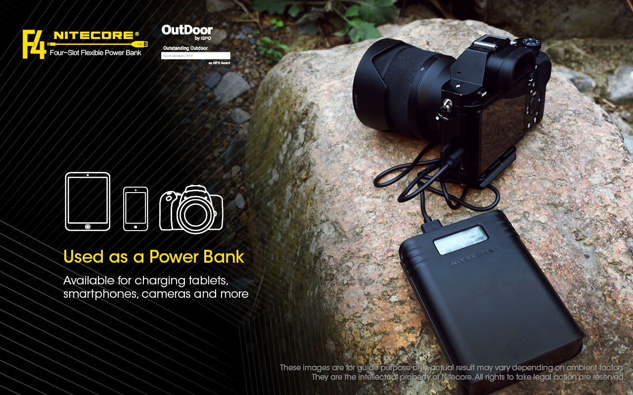 NITECORE FLEXIBLE POWER BANK AND 18650 BATTERY CHARGER - NITECORE F4