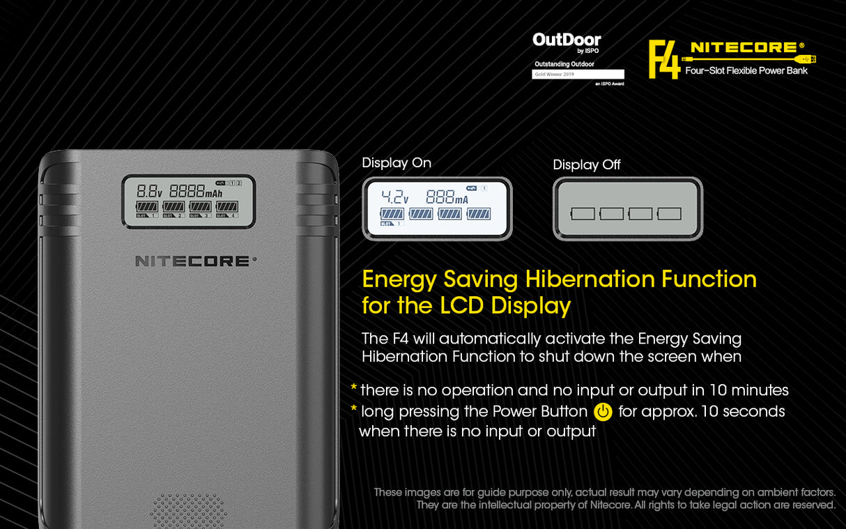 NITECORE FLEXIBLE POWER BANK AND 18650 BATTERY CHARGER - NITECORE F4