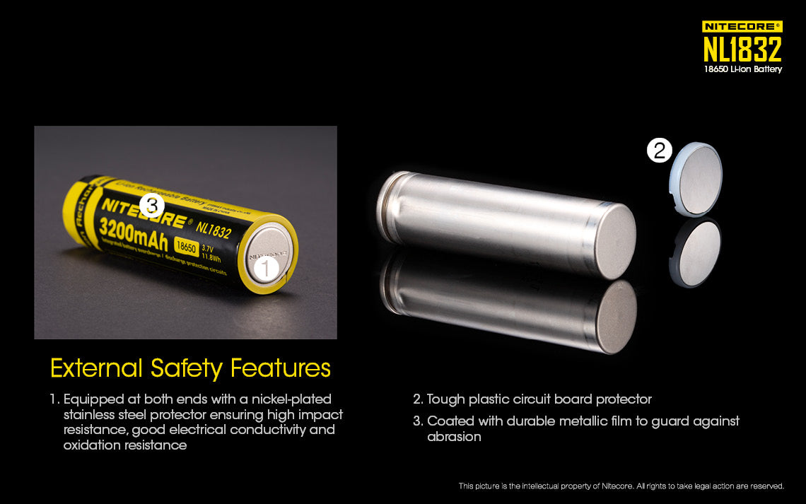NITECORE LI-ION RECHARGEABLE BATTERY 18650 (3200mAh) - NL1832