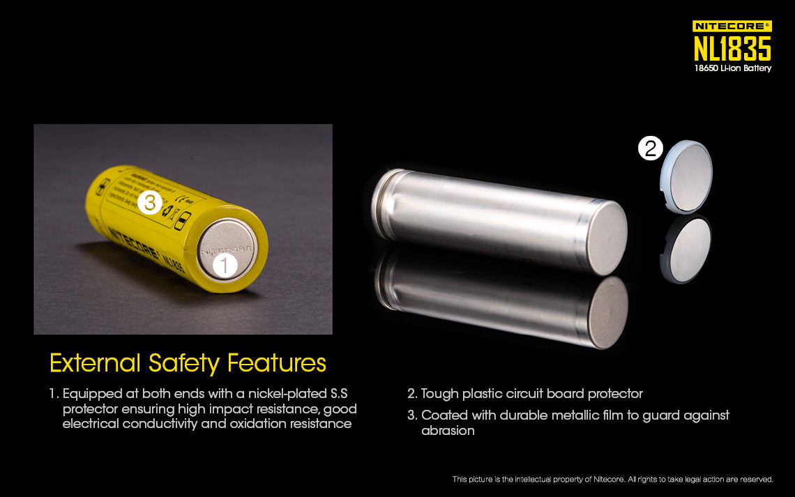 NITECORE LI-ION RECHARGEABLE BATTERY 18650 (3.6V 3500mAh) - NL1835