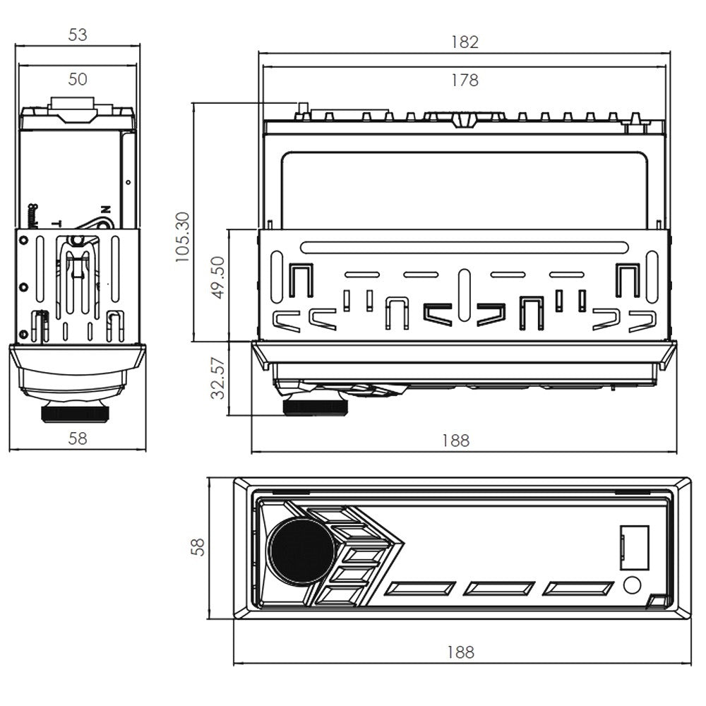 NAKAMICHI CAR STEREO HEAD UNIT 1 DIN USB, BLUETOOTH MECHLESS - NQ711B
