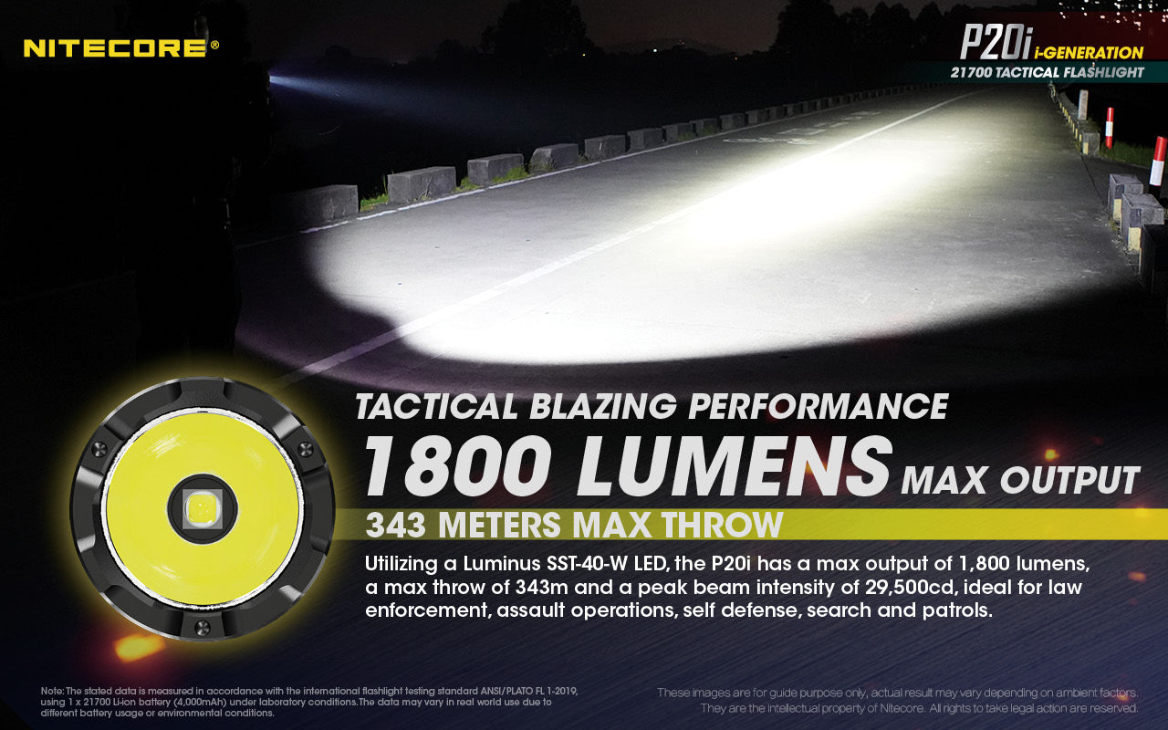 NITECORE RECHARGEABLE TACTICAL LED FLASHLIGHT WITH CERAMIC-TIPPED STRIKE  - P20I