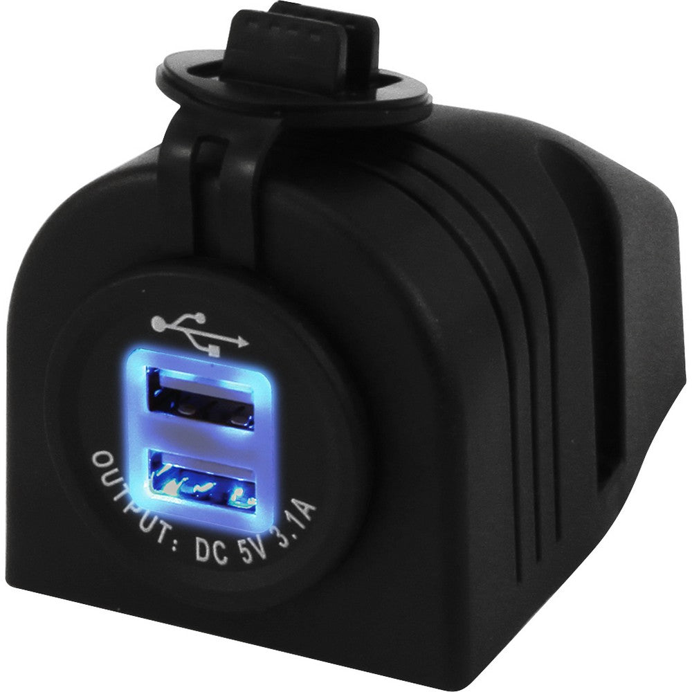 USB DUAL HEAVY DUTY CHARING PORT 5V 3.1 AMP SURFACE MOUNT(12-24V) - PA301