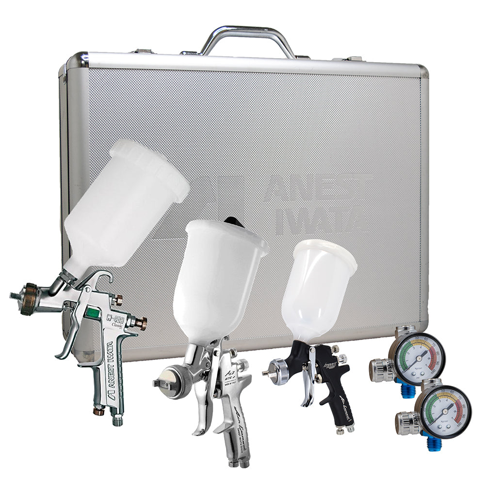 IWATA GRAVITY SPRAYGUN KIT + CASE W400 / AZ3 / AZ4 / 2x DR5 - REFINISH.KIT3