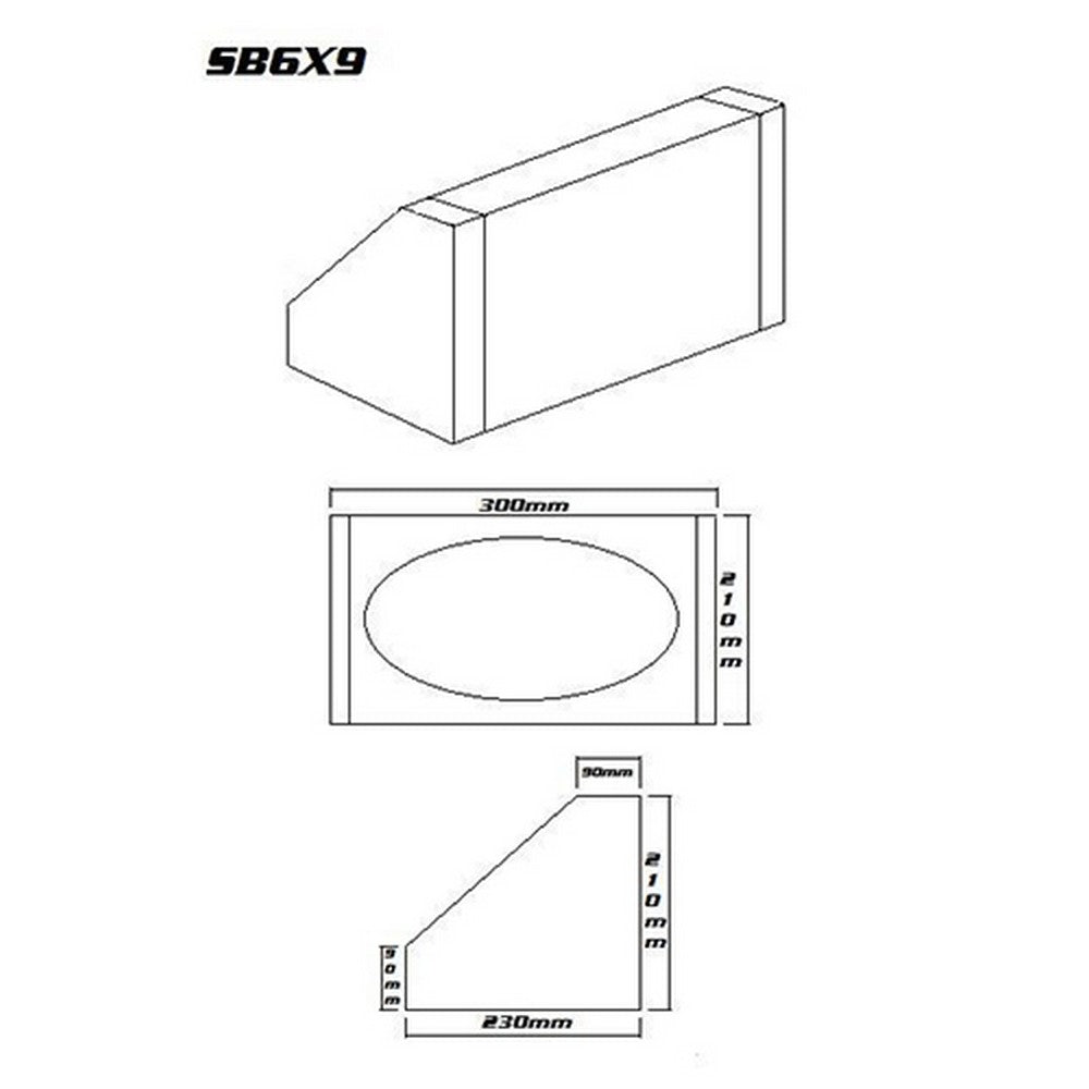 SPEAKER BOX 6" X 9" BLACK / GREY CARPET (PAIR) - SB6X9