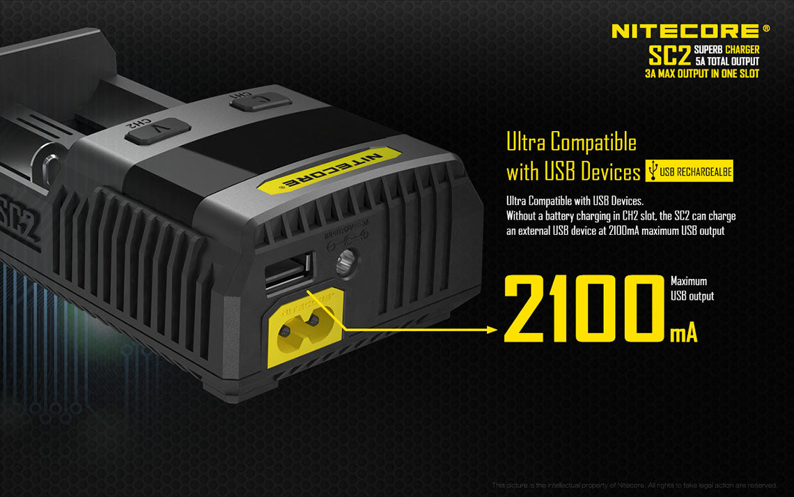 NITECORE BATTERY CHARGER FAST UNIVERSAL FOR AA AAA C D 18650 17650 17670,  - SC2