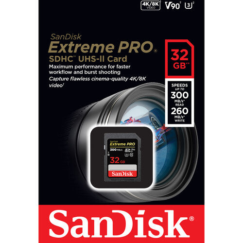 SANDISK EXTREME PRO SDHC 32GB UP TO 300MB/S SD CARD UHS-II  - SDSDXDK-032G-GN4IN
