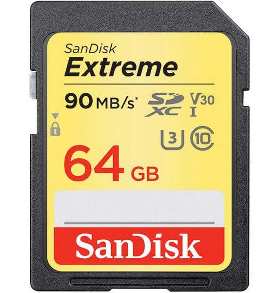 SANDISK EXTREME SDXC 64GB UP TO 150MB/S SD CARD CLASS 10 U3 - SDSDXV2-064G-GNCIN