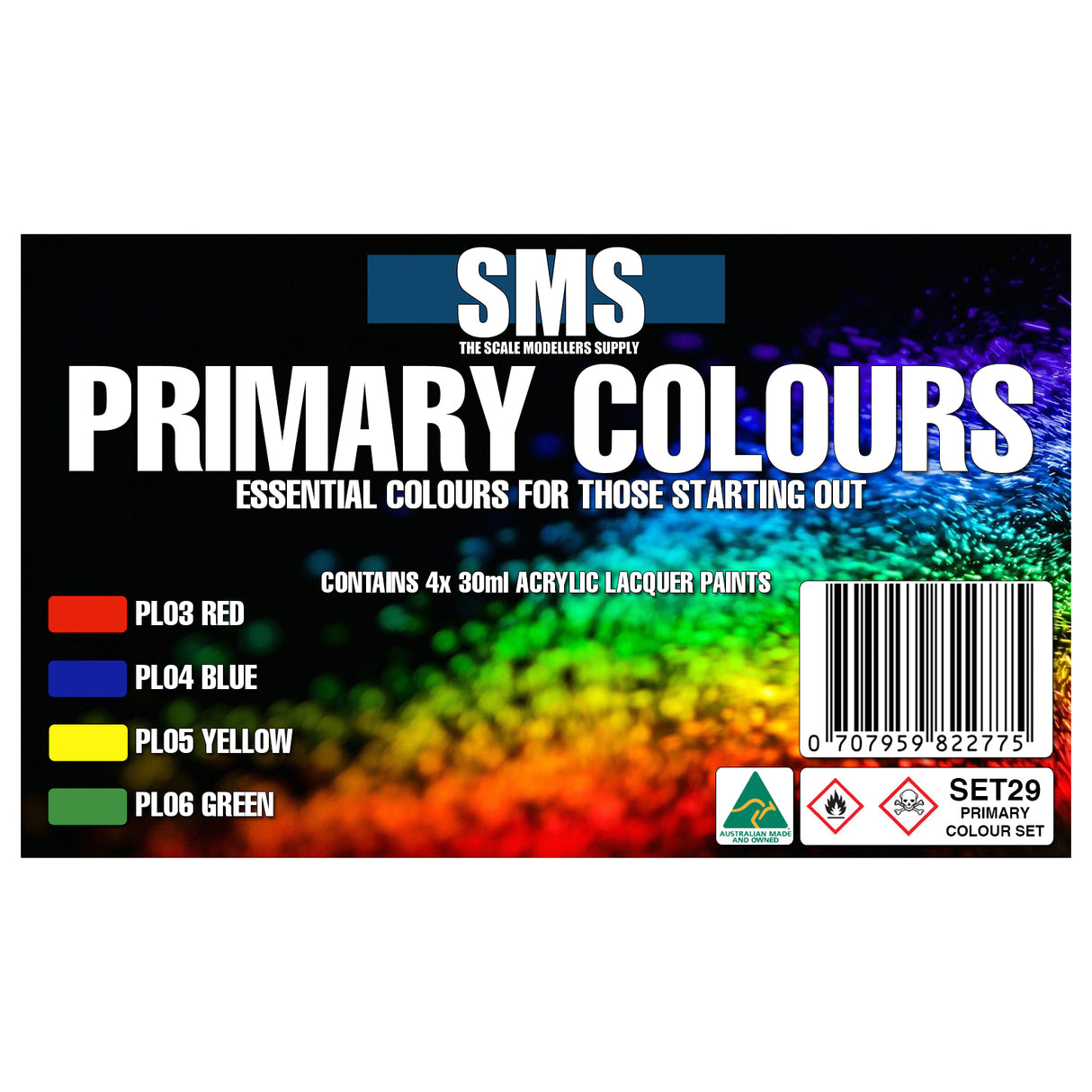 AIRBRUSH PAINT PRIMARY COLOUR SET SMS - SET29