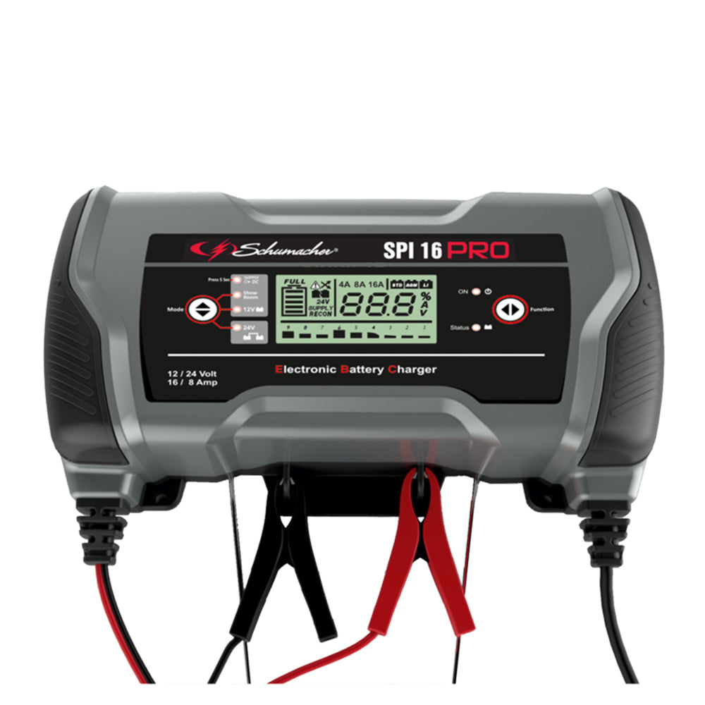 SCHUMACHER BATTERY CHARGER 12V-16AMP / 24V -8AMP FOR WET AGM LITHIUM  - SPIPRO16