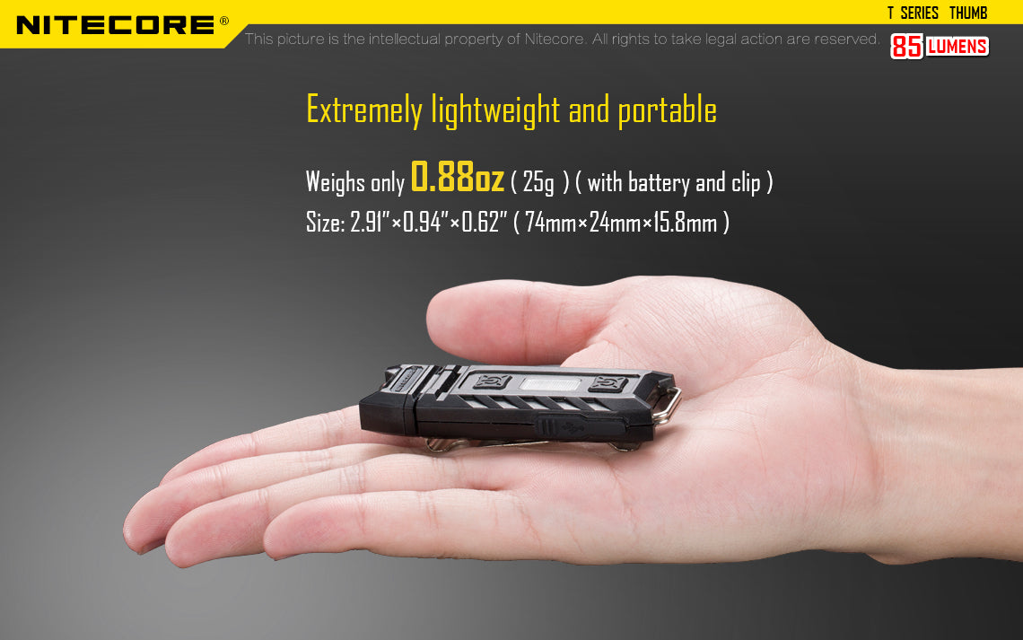 NITECORE RECHARGEABLE LED KEY-CHAIN FLASHLIGHT - THUMB