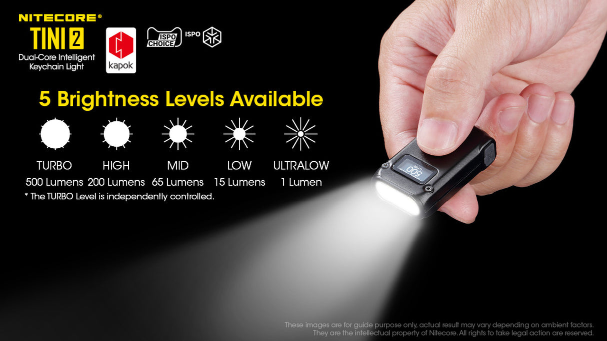 NITECORE 500 LUMEN USB-C RECHARGEABLE KEYCHAIN FLASHLIGHT BLACK - TINI2