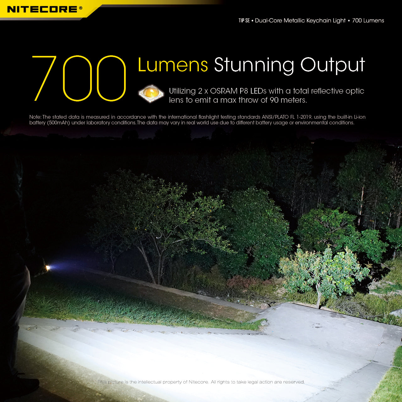 NITECORE 700 LUMEN RECHARGEABLE KEYCHAIN FLASHLIGHT BLACK - TIP SE BLACK