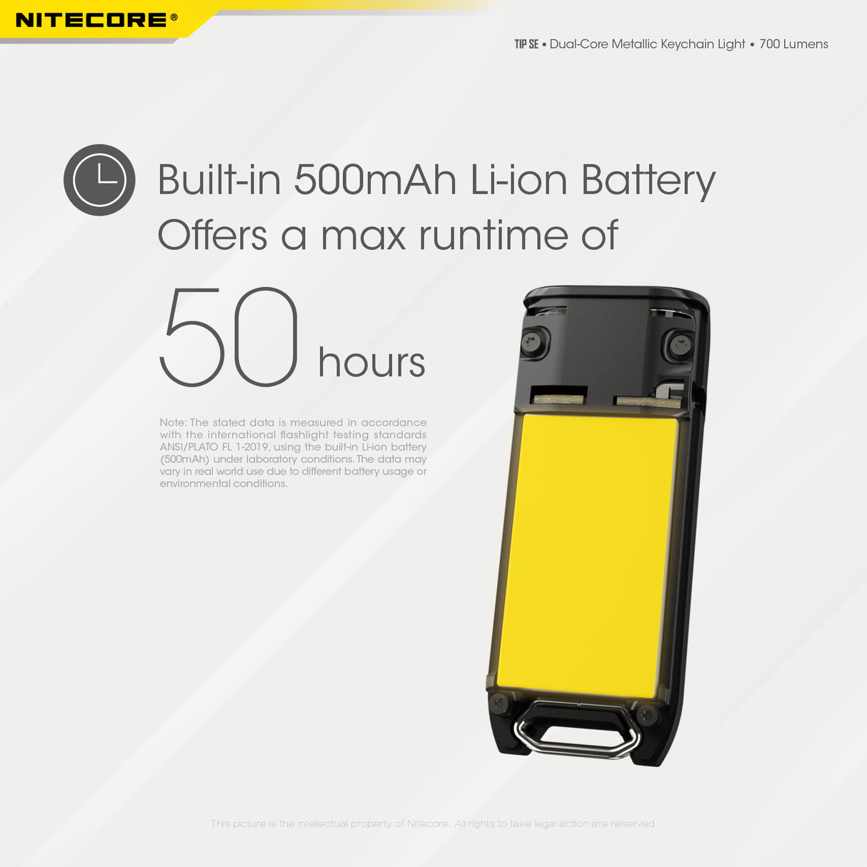 NITECORE 700 LUMEN RECHARGEABLE KEYCHAIN FLASHLIGHT BLACK - TIP SE BLACK