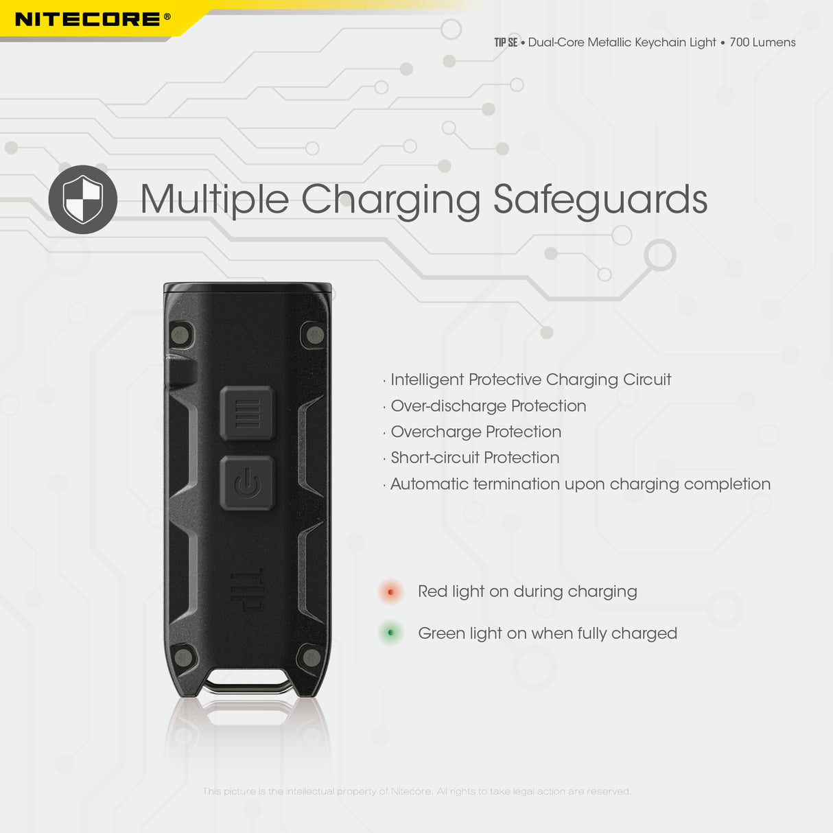 NITECORE 700 LUMEN RECHARGEABLE KEYCHAIN FLASHLIGHT BLACK - TIP SE BLACK