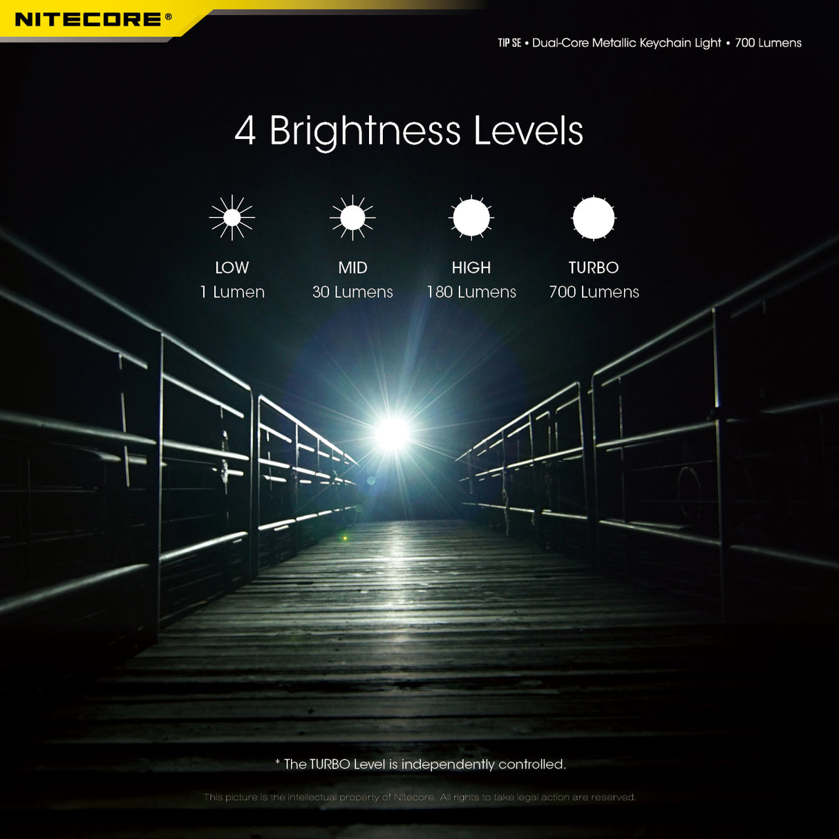 NITECORE 700 LUMEN RECHARGEABLE KEYCHAIN FLASHLIGHT BLACK - TIP SE BLACK