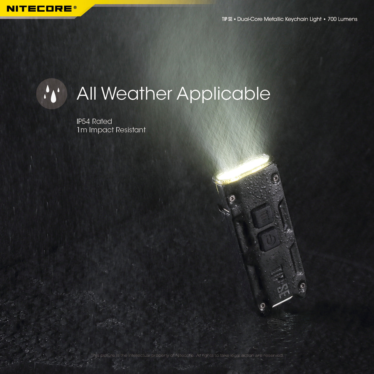 NITECORE 700 LUMEN RECHARGEABLE KEYCHAIN FLASHLIGHT BLACK - TIP SE BLACK