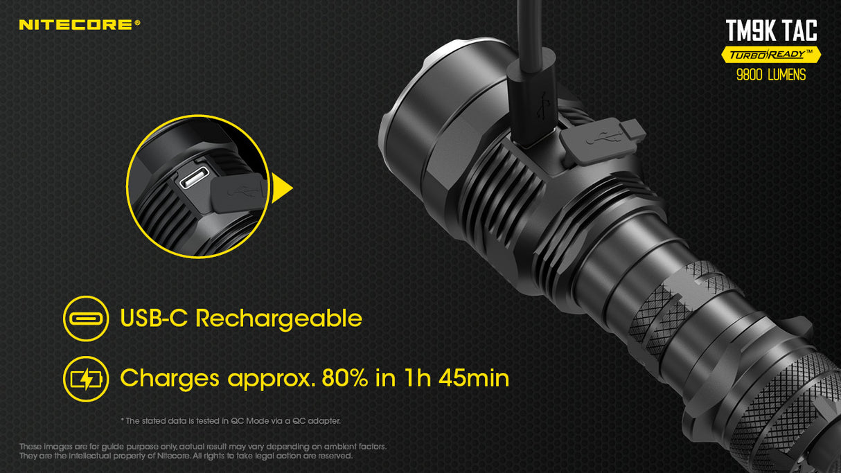 NITECORE TM9K TAC 9800 LUMEN USB-C RECHARGEABLE FLASHLIGHT - TM9KTAC