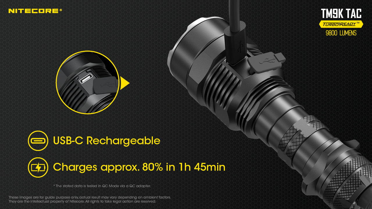 NITECORE TM9K TAC 9800 LUMEN USB-C RECHARGEABLE FLASHLIGHT - TM9KTAC