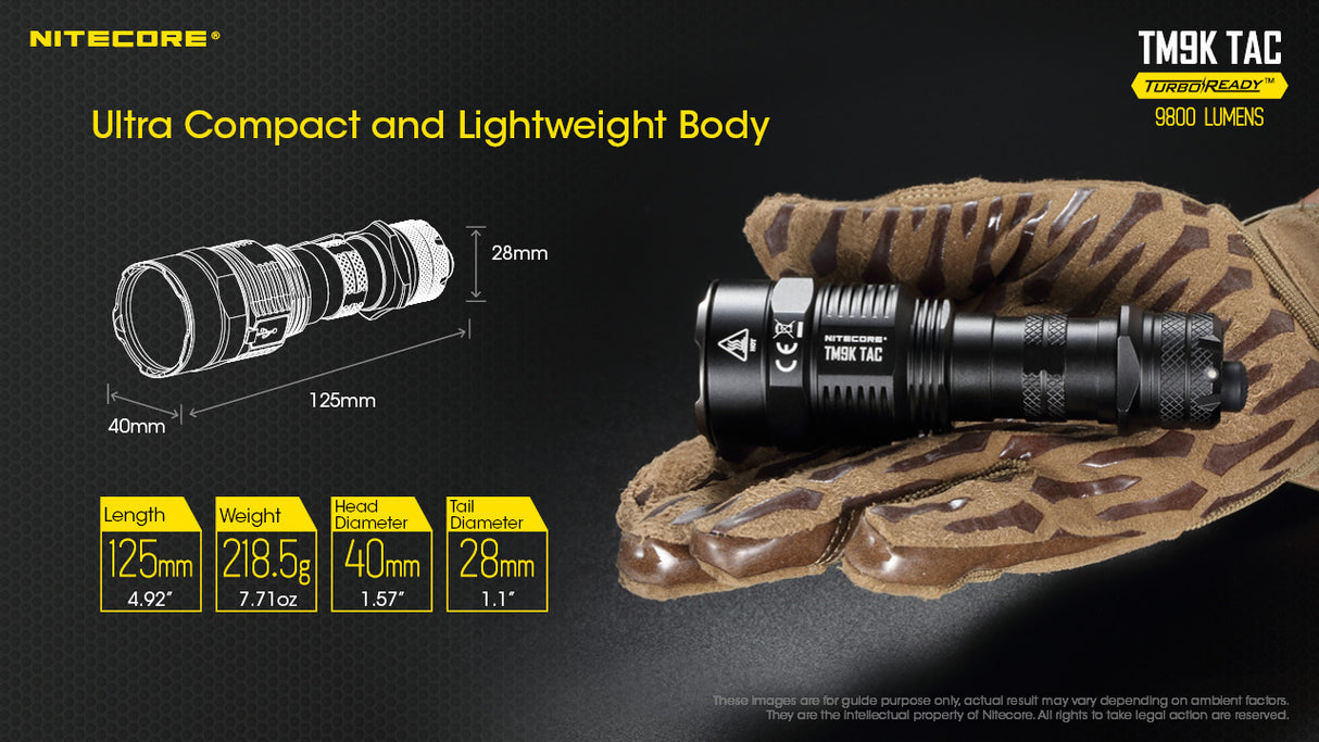 NITECORE TM9K TAC 9800 LUMEN USB-C RECHARGEABLE FLASHLIGHT - TM9KTAC