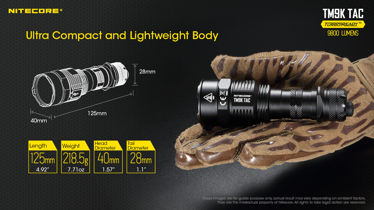 NITECORE TM9K TAC 9800 LUMEN USB-C RECHARGEABLE FLASHLIGHT - TM9KTAC